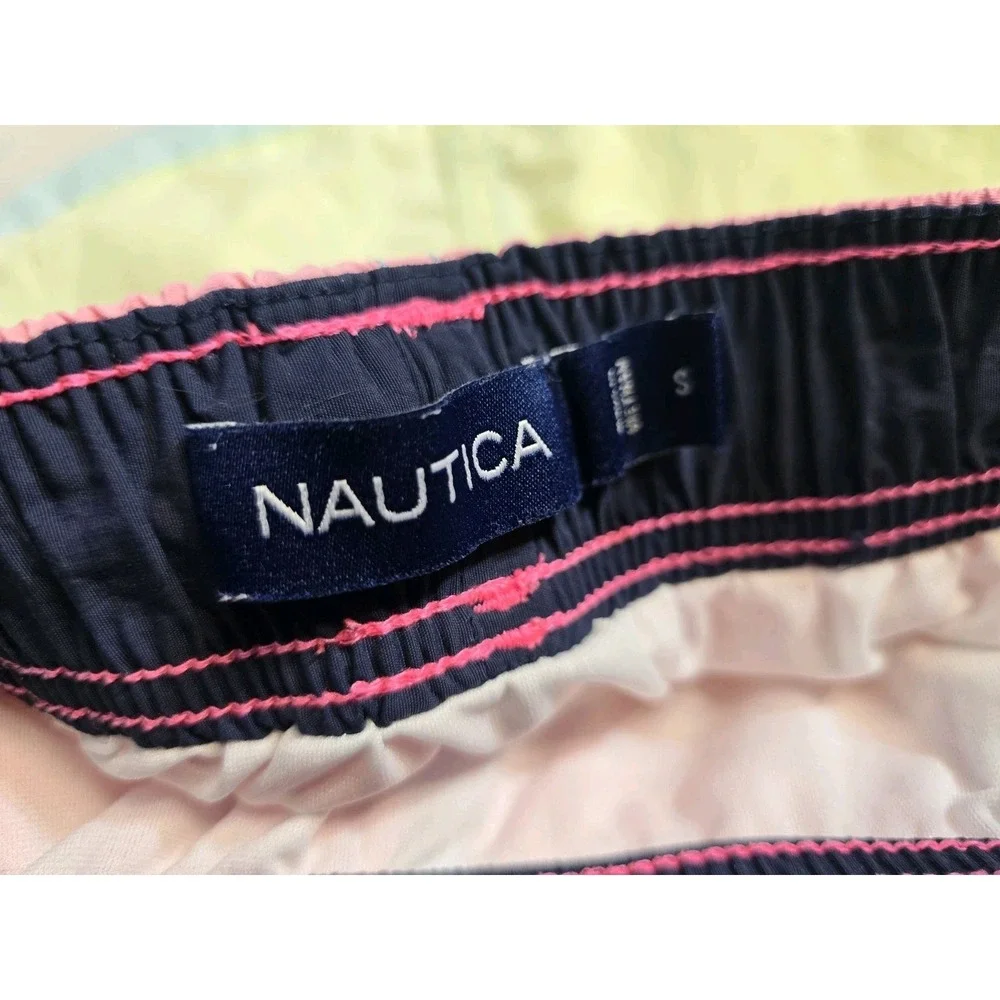 Nautica Men's‎ S Color Block Swim Trunks Pink, Yellow and Blue